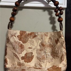 Elegant Floral Cream and Brown Handbag